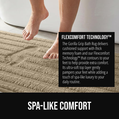Memory Foam Bathroom Rugs, Absorbent Bath Mat, 24x16 Beige