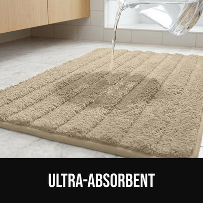 Memory Foam Bathroom Rugs, Absorbent Bath Mat, 24x16 Beige