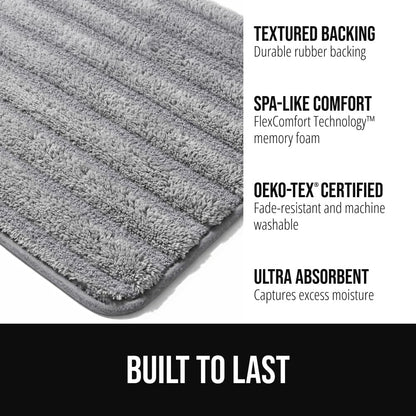 Memory Foam Bathroom Rugs, Absorbent Bath Mat, 24x16 Beige