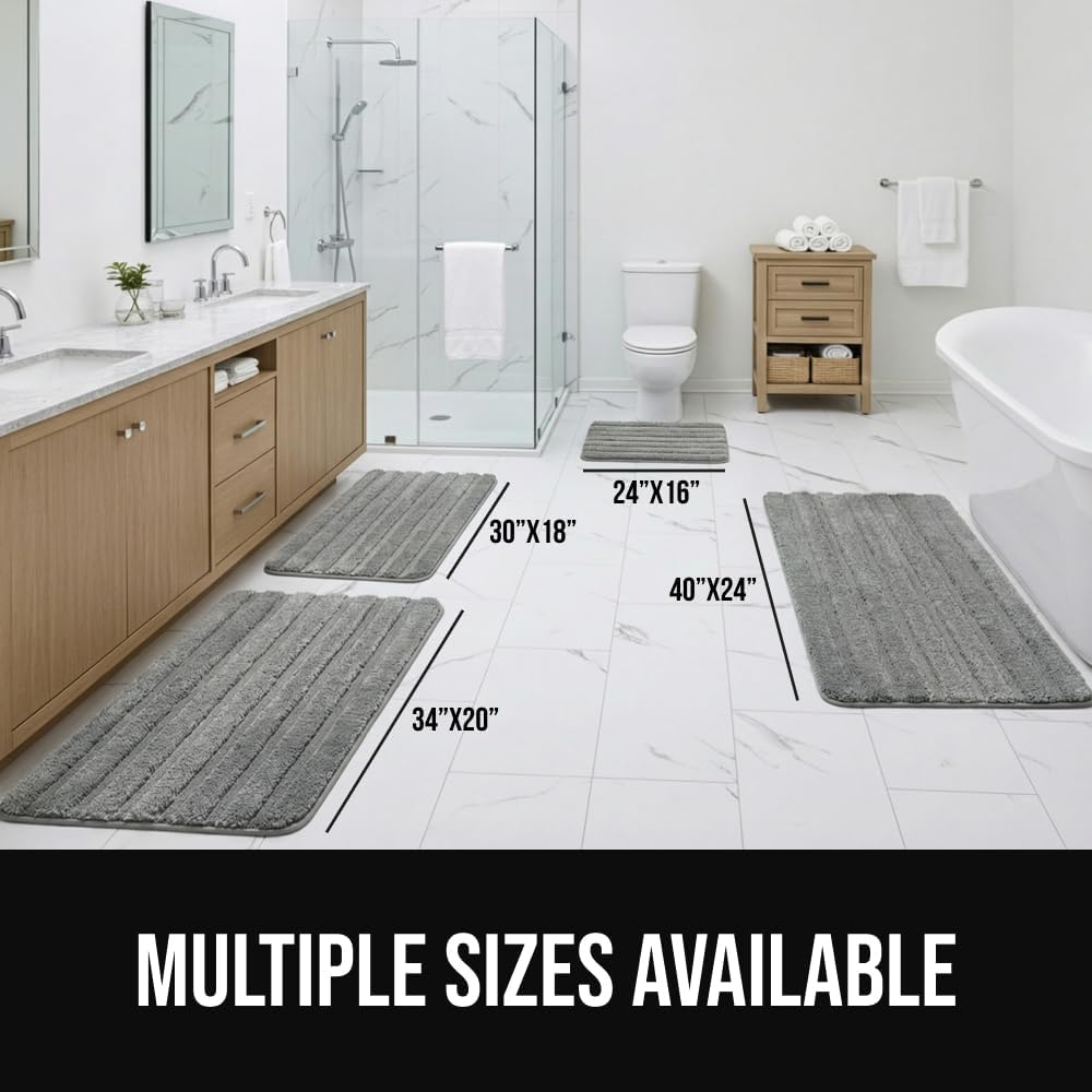 Memory Foam Bathroom Rugs, Absorbent Bath Mat, 24x16 Beige
