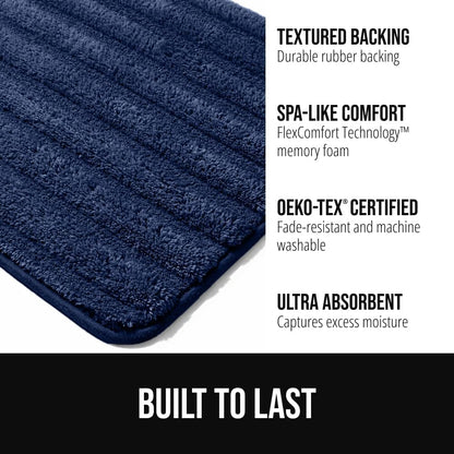 Memory Foam Bathroom Rugs, Absorbent Bath Mat, 24x16 Beige