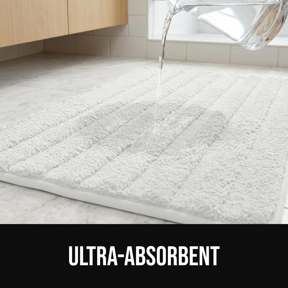 Memory Foam Bathroom Rugs, Absorbent Bath Mat, 24x16 Beige