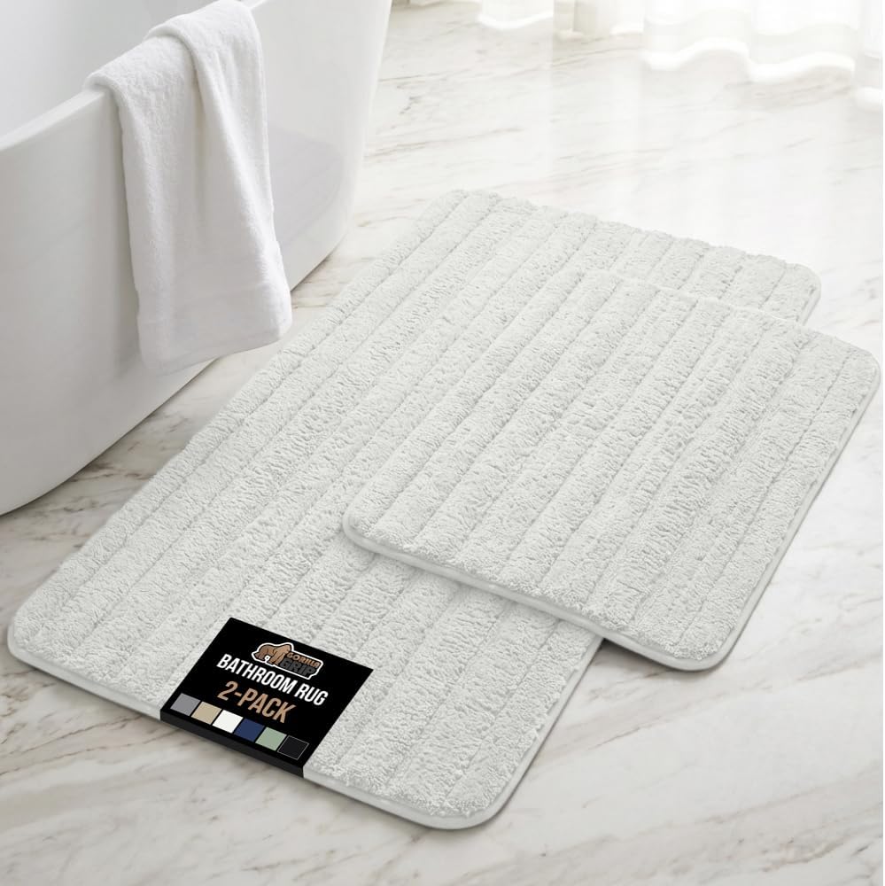 Memory Foam Bathroom Rugs, Absorbent Bath Mat, 24x16 Beige