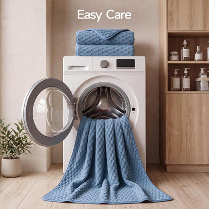 REDKISS Microfiber Bath Towels - Extra Large, Super Absorbent, Quick Dry Waffle Towels Set for Bathroom, Spa, Gym, and Travel - Luxury, Plush, 4 Multicolor