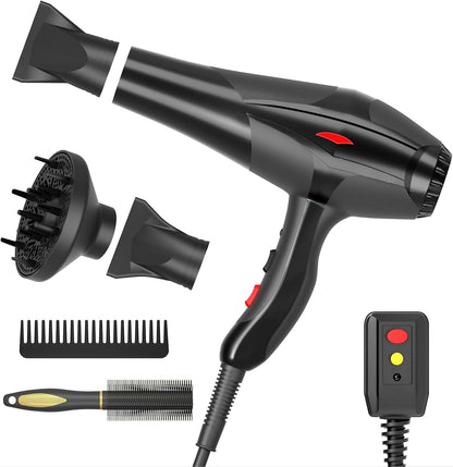 Hair Dryer Professional Ionic Salon Hair Dryer 2400W Powerful Fast-Drying Blue Light Ionic Hair Dryers with Diffuser, AC Motor Constant Temperature Quiet Ion Dryers for Women Men