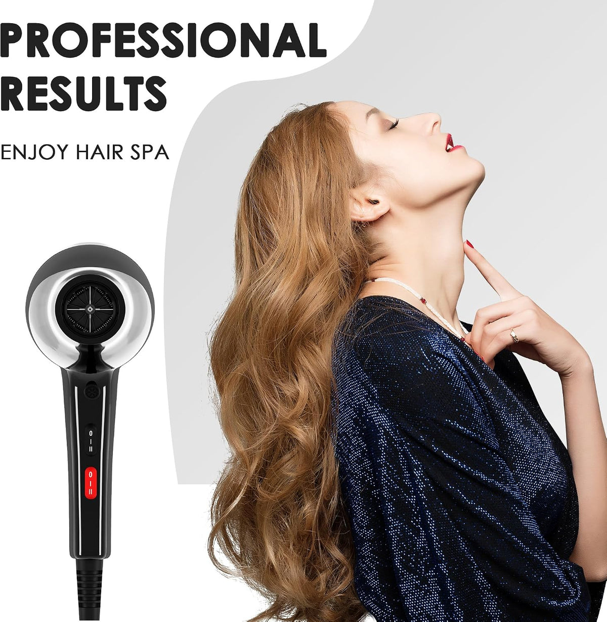 Hair Dryer Professional Ionic Salon Hair Dryer 2400W Powerful Fast-Drying Blue Light Ionic Hair Dryers with Diffuser, AC Motor Constant Temperature Quiet Ion Dryers for Women Men