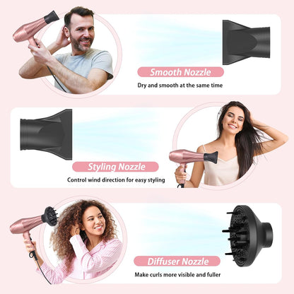 Hair Dryer Professional Ionic Salon Hair Dryer 2400W Powerful Fast-Drying Blue Light Ionic Hair Dryers with Diffuser, AC Motor Constant Temperature Quiet Ion Dryers for Women Men
