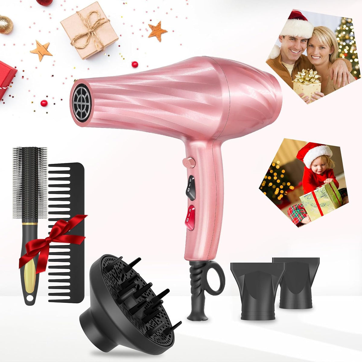 Hair Dryer Professional Ionic Salon Hair Dryer 2400W Powerful Fast-Drying Blue Light Ionic Hair Dryers with Diffuser, AC Motor Constant Temperature Quiet Ion Dryers for Women Men