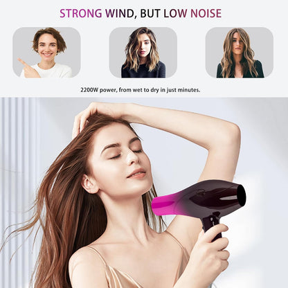 Hair Dryer Professional Ionic Salon Hair Dryer 2400W Powerful Fast-Drying Blue Light Ionic Hair Dryers with Diffuser, AC Motor Constant Temperature Quiet Ion Dryers for Women Men