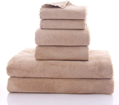 Ultra Soft Microfiber Coral Velvet Towel Set - Quick Drying, 2 Bath Towels, 2 Hand Towels, 2 Washcloths - Burgundy, 6 Pcs