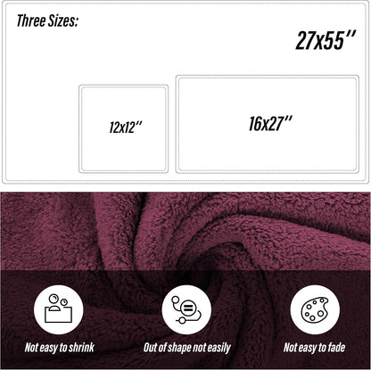 Ultra Soft Microfiber Coral Velvet Towel Set - Quick Drying, 2 Bath Towels, 2 Hand Towels, 2 Washcloths - Burgundy, 6 Pcs