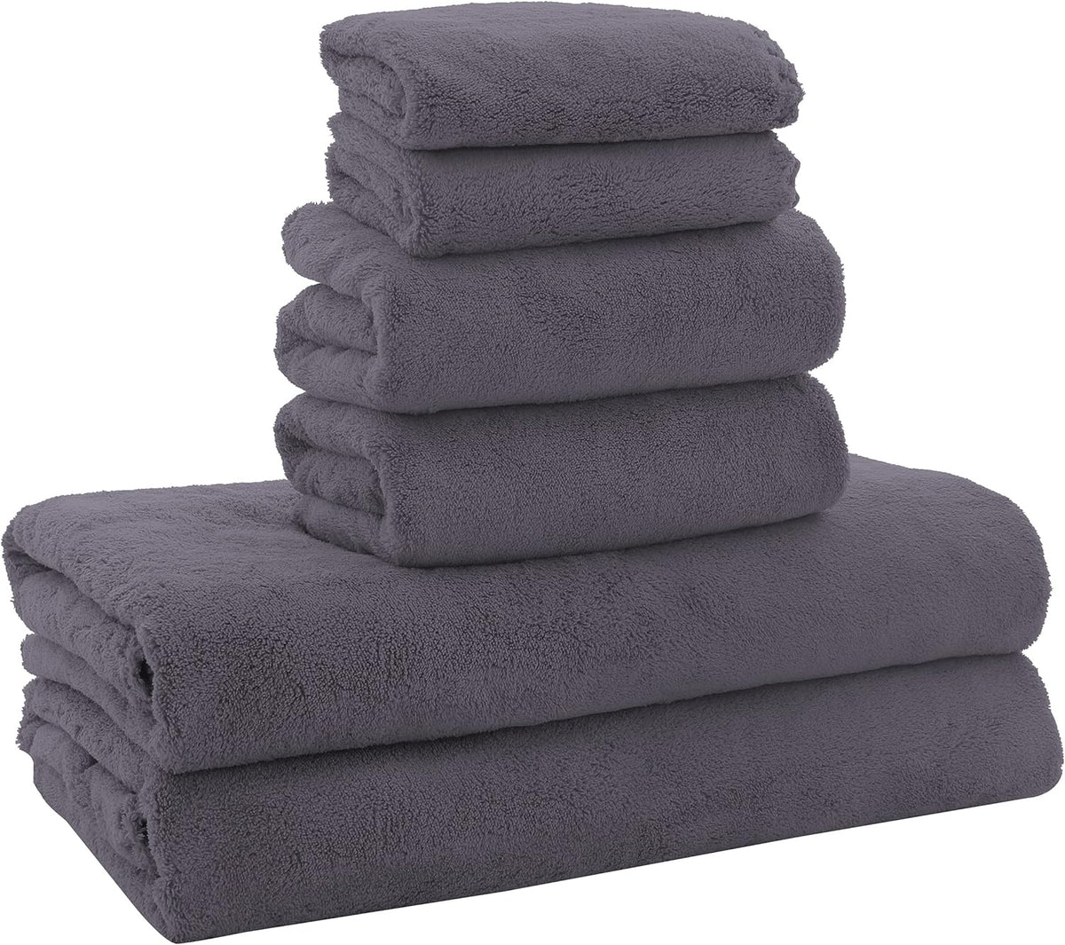 Ultra Soft Microfiber Coral Velvet Towel Set - Quick Drying, 2 Bath Towels, 2 Hand Towels, 2 Washcloths - Burgundy, 6 Pcs