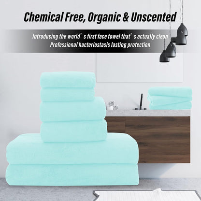Ultra Soft Microfiber Coral Velvet Towel Set - Quick Drying, 2 Bath Towels, 2 Hand Towels, 2 Washcloths - Burgundy, 6 Pcs
