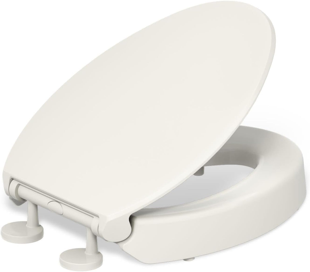 25876-0 Hyten 3" Height, Elevated Soft Close Round Toilet Seat, Contoured Seat with Grip-Tight Bumpers, Quick-Attach Hardware, White