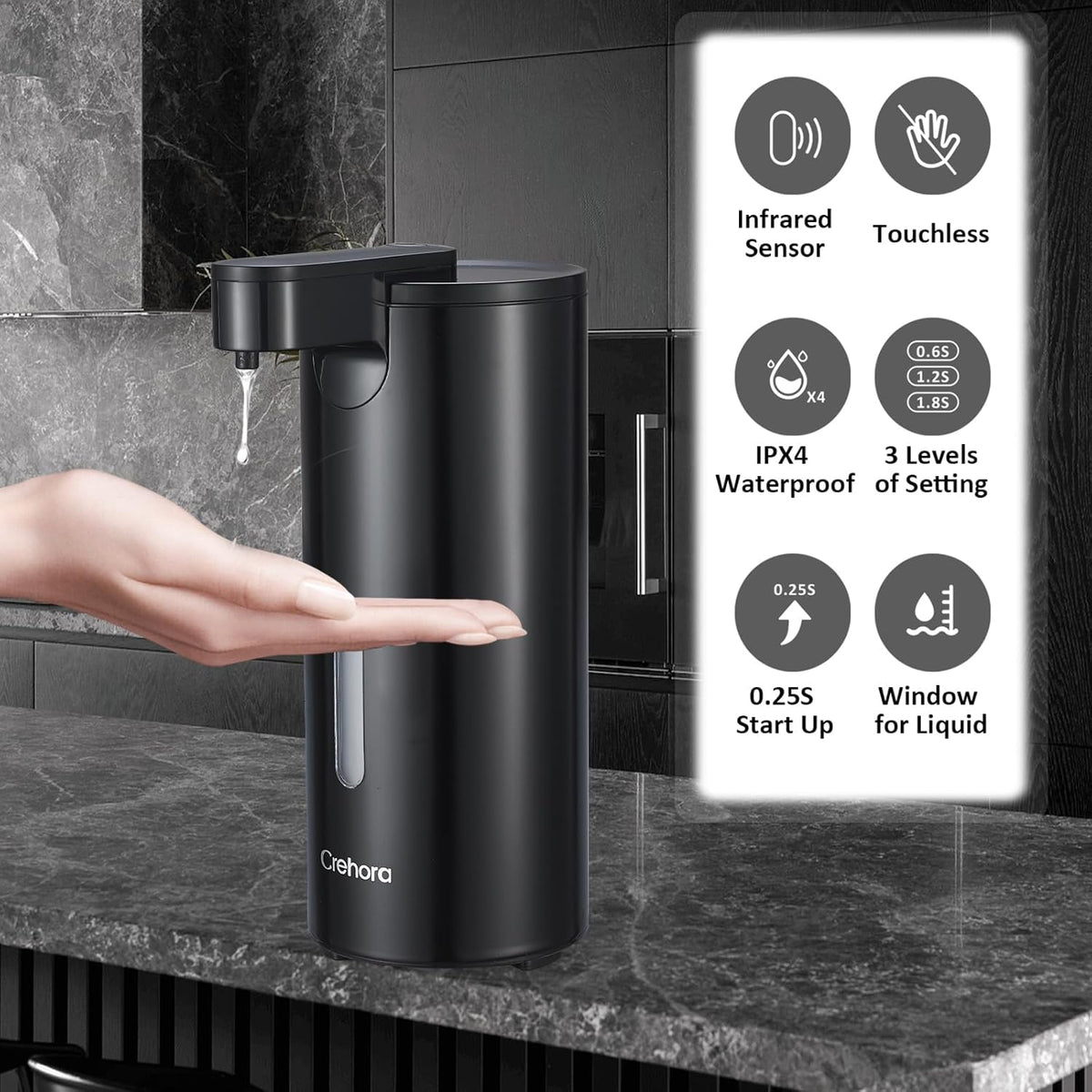 Automatic Liquid Soap Dispenser Touchless, Stainless Steel,12oz/340ml