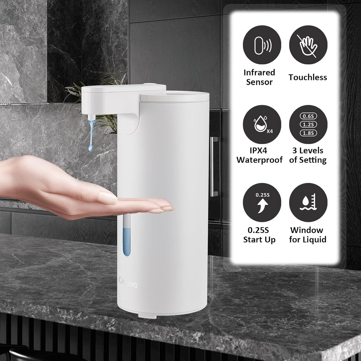 Automatic Liquid Soap Dispenser Touchless, Stainless Steel,12oz/340ml