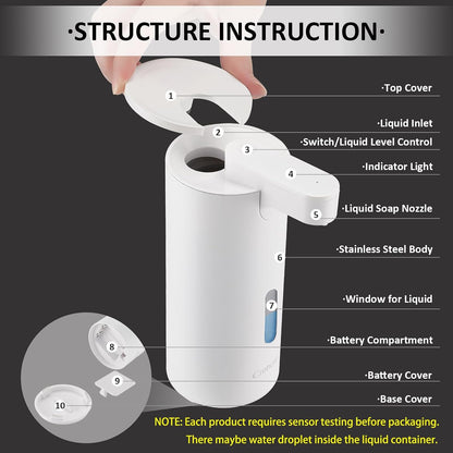 Automatic Liquid Soap Dispenser Touchless, Stainless Steel,12oz/340ml