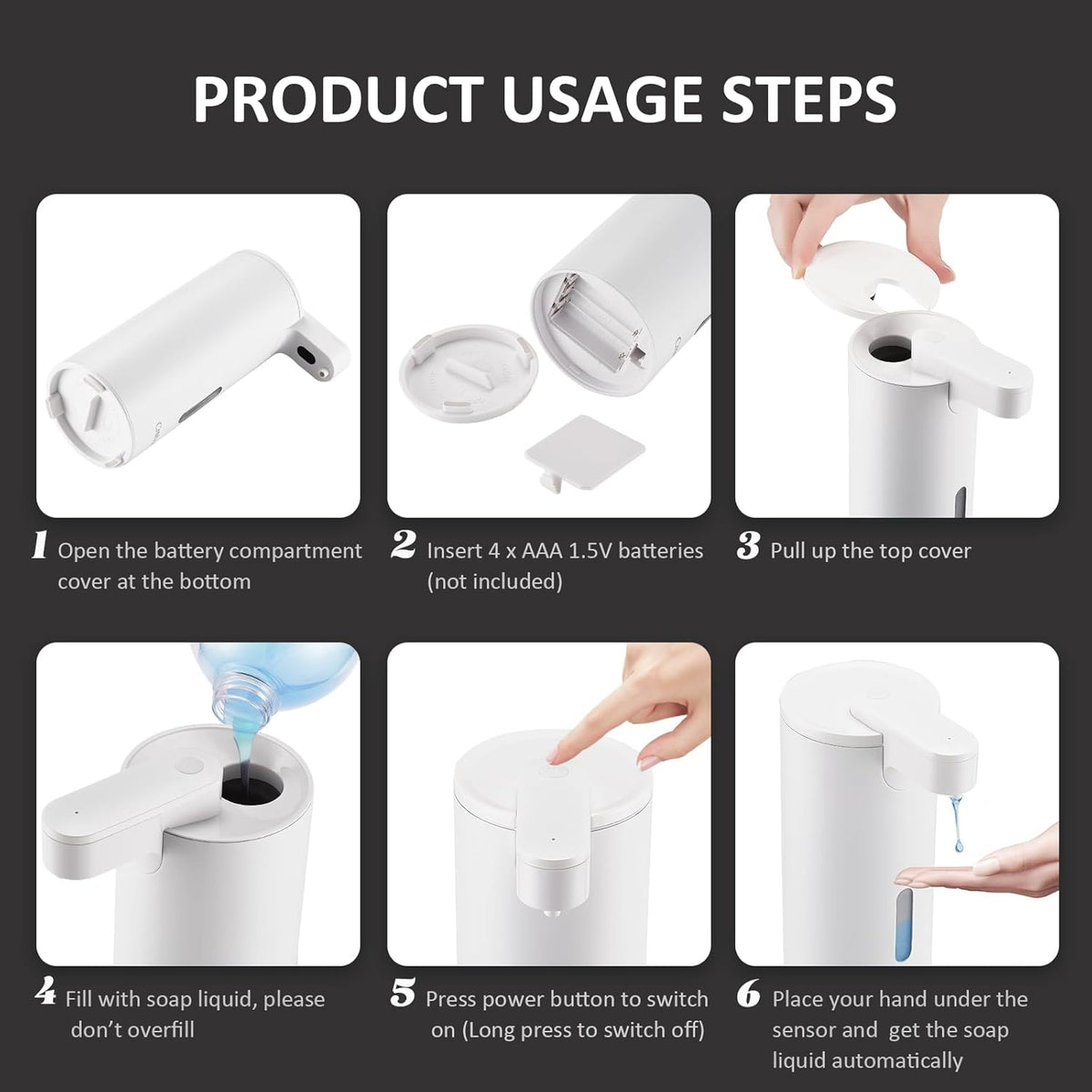 Automatic Liquid Soap Dispenser Touchless, Stainless Steel,12oz/340ml