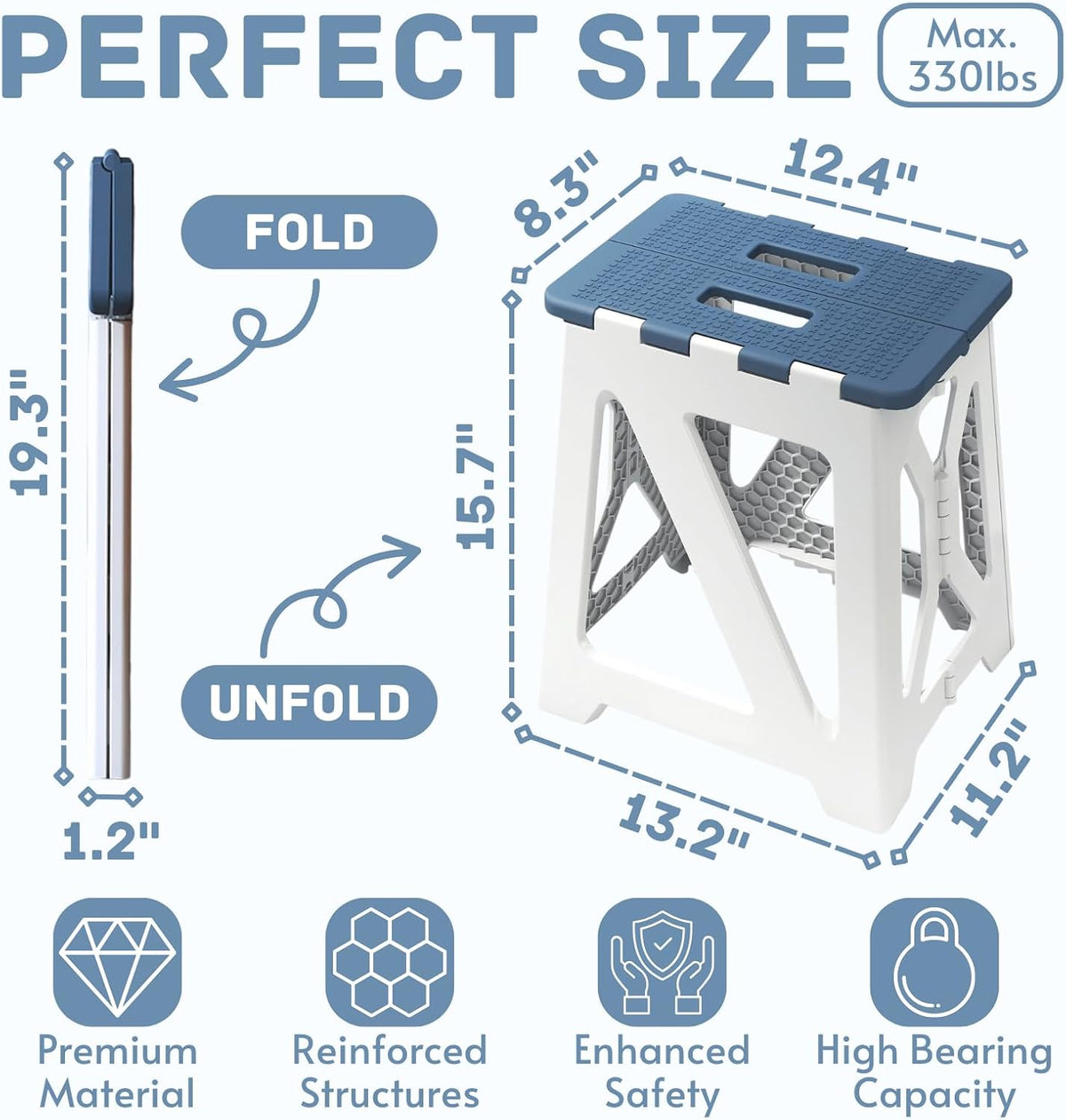Folding Shower Chair for Inside Shower | Safety Anti-Slip & Waterproof Foldable Shower Seat 330lbs | Small Portable Travel Shower Stool Bath Seat Bench for Elderly, Disabled & Injured