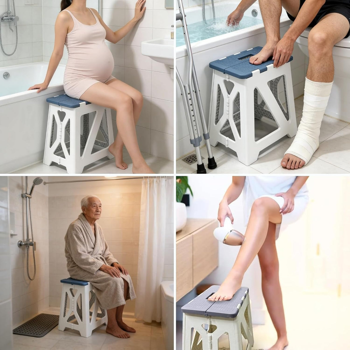 Folding Shower Chair for Inside Shower | Safety Anti-Slip & Waterproof Foldable Shower Seat 330lbs | Small Portable Travel Shower Stool Bath Seat Bench for Elderly, Disabled & Injured