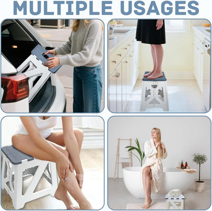 Folding Shower Chair for Inside Shower | Safety Anti-Slip & Waterproof Foldable Shower Seat 330lbs | Small Portable Travel Shower Stool Bath Seat Bench for Elderly, Disabled & Injured