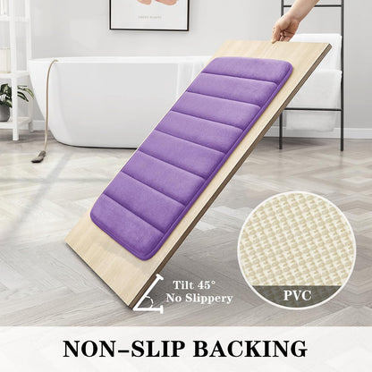 Black Memory Foam Bathroom Rug Set 3 Piece, Non Slip Extra Soft Absorbent Washable & Dry Toilet Bath Mat Sets