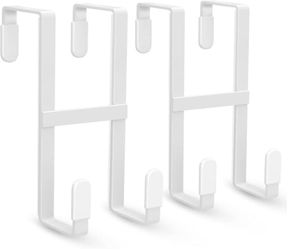 Over The Door Hooks, 2 Packs Double Sided-Hanger Fits Door 1-7/8"White