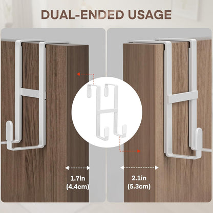 Over The Door Hooks, 2 Packs Double Sided-Hanger Fits Door 1-7/8"White