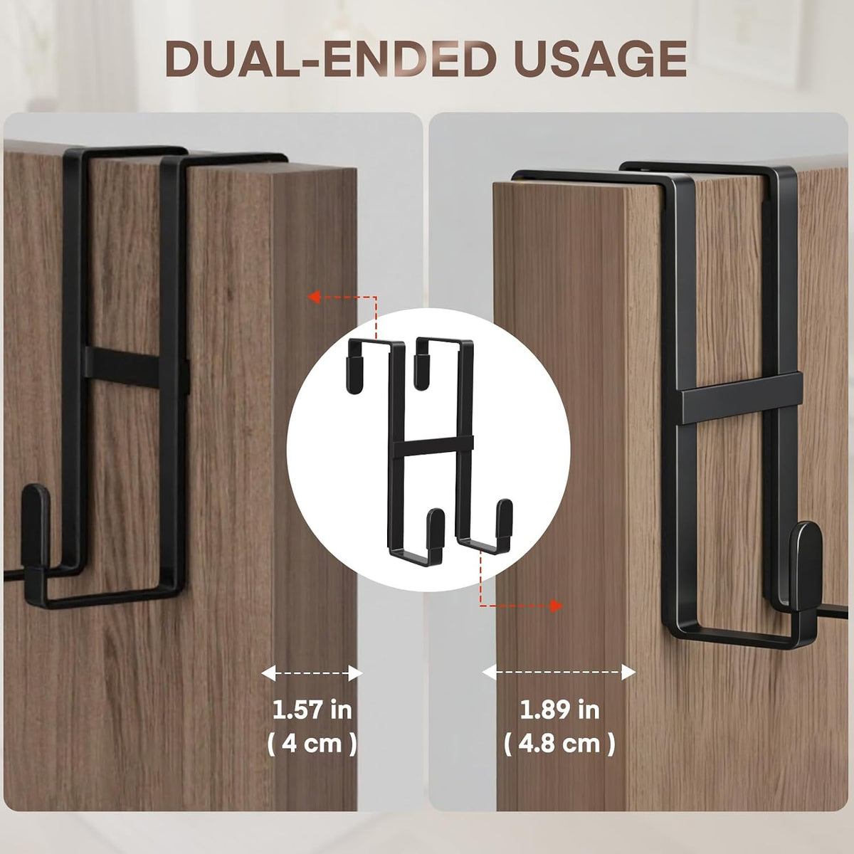Over The Door Hooks, 2 Packs Double Sided-Hanger Fits Door 1-7/8"White