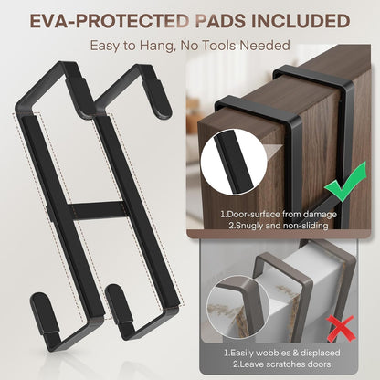 Over The Door Hooks, 2 Packs Double Sided-Hanger Fits Door 1-7/8"White