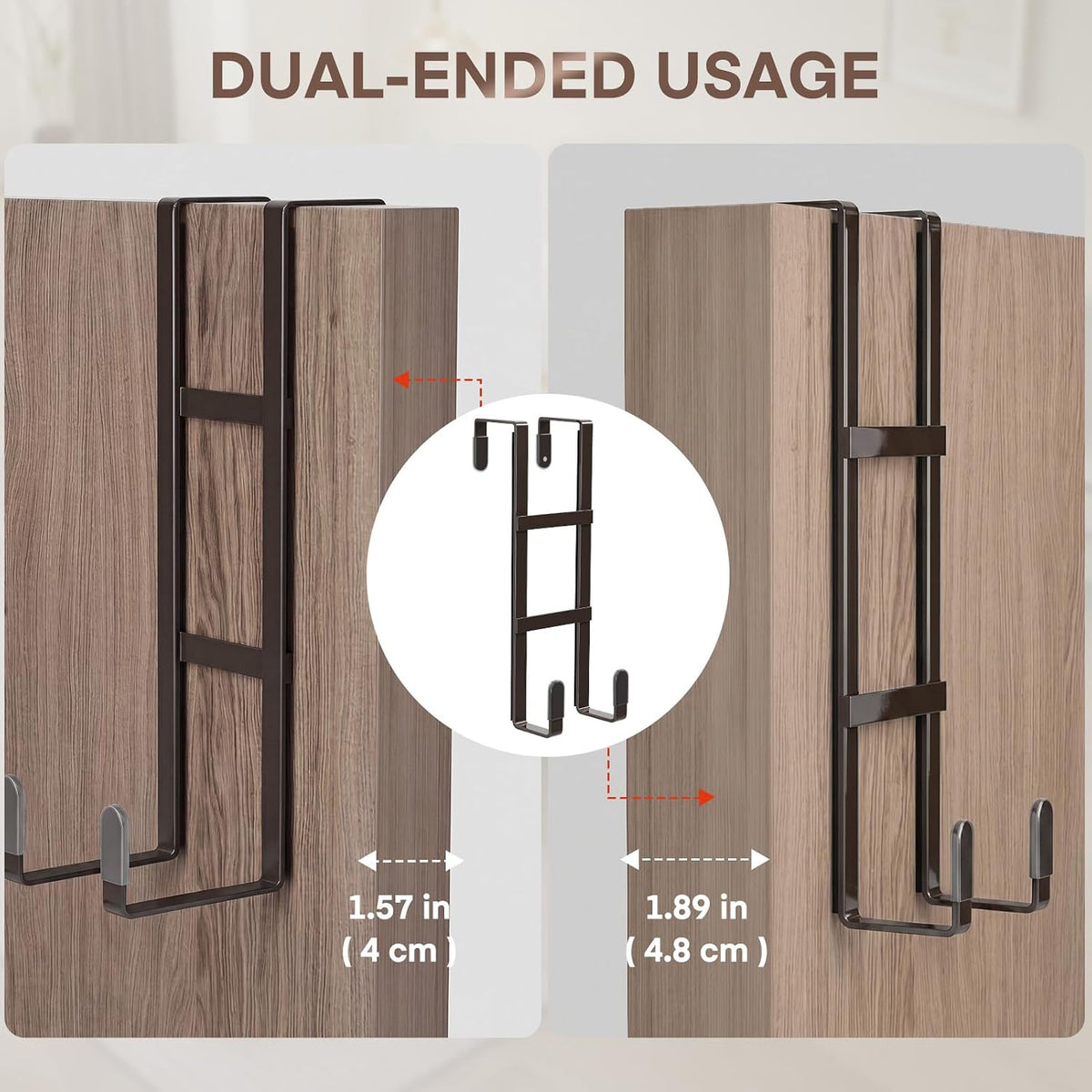 Over The Door Hooks, 2 Packs Double Sided-Hanger Fits Door 1-7/8"White