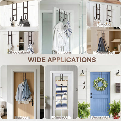Over The Door Hooks, 2 Packs Double Sided-Hanger Fits Door 1-7/8"White