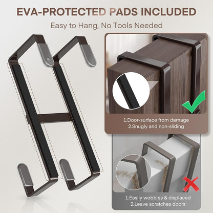 Over The Door Hooks, 2 Packs Double Sided-Hanger Fits Door 1-7/8"White