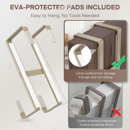 Over The Door Hooks, 2 Packs Double Sided-Hanger Fits Door 1-7/8"White
