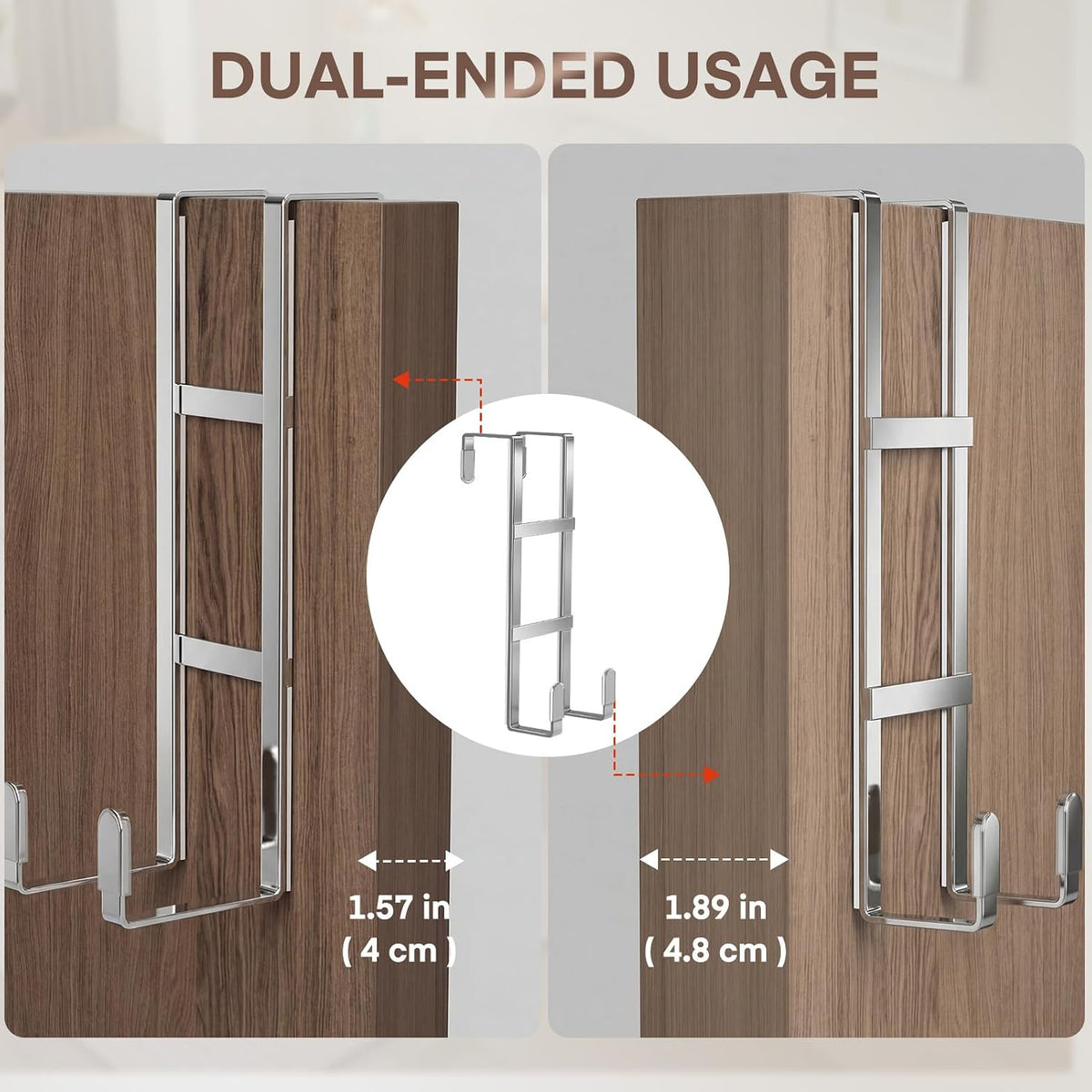 Over The Door Hooks, 2 Packs Double Sided-Hanger Fits Door 1-7/8"White