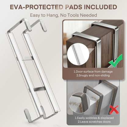 Over The Door Hooks, 2 Packs Double Sided-Hanger Fits Door 1-7/8"White