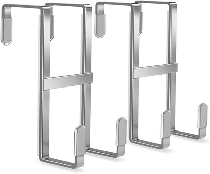 Over The Door Hooks, 2 Packs Double Sided-Hanger Fits Door 1-7/8"White