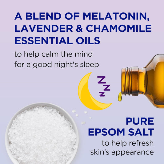 Foaming Bath with Pure Epsom Salt, Melatonin Sleep Soak with Essential Oil Blend, 34 fl oz (Pack of 4)