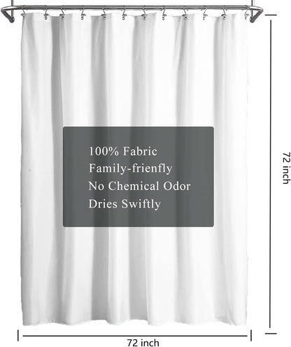 Fabric Shower Curtain Liner, Waterproof Hotel Quality, Bathroom Curtains Rust Resistant Grommets, 72 x 72 Machine Washable (Black) - Colors B