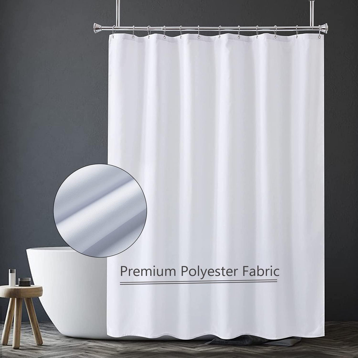 Fabric Shower Curtain Liner, Waterproof Hotel Quality, Bathroom Curtains Rust Resistant Grommets, 72 x 72 Machine Washable (Black) - Colors B