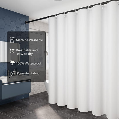 Fabric Shower Curtain Liner, Waterproof Hotel Quality, Bathroom Curtains Rust Resistant Grommets, 72 x 72 Machine Washable (Black) - Colors B