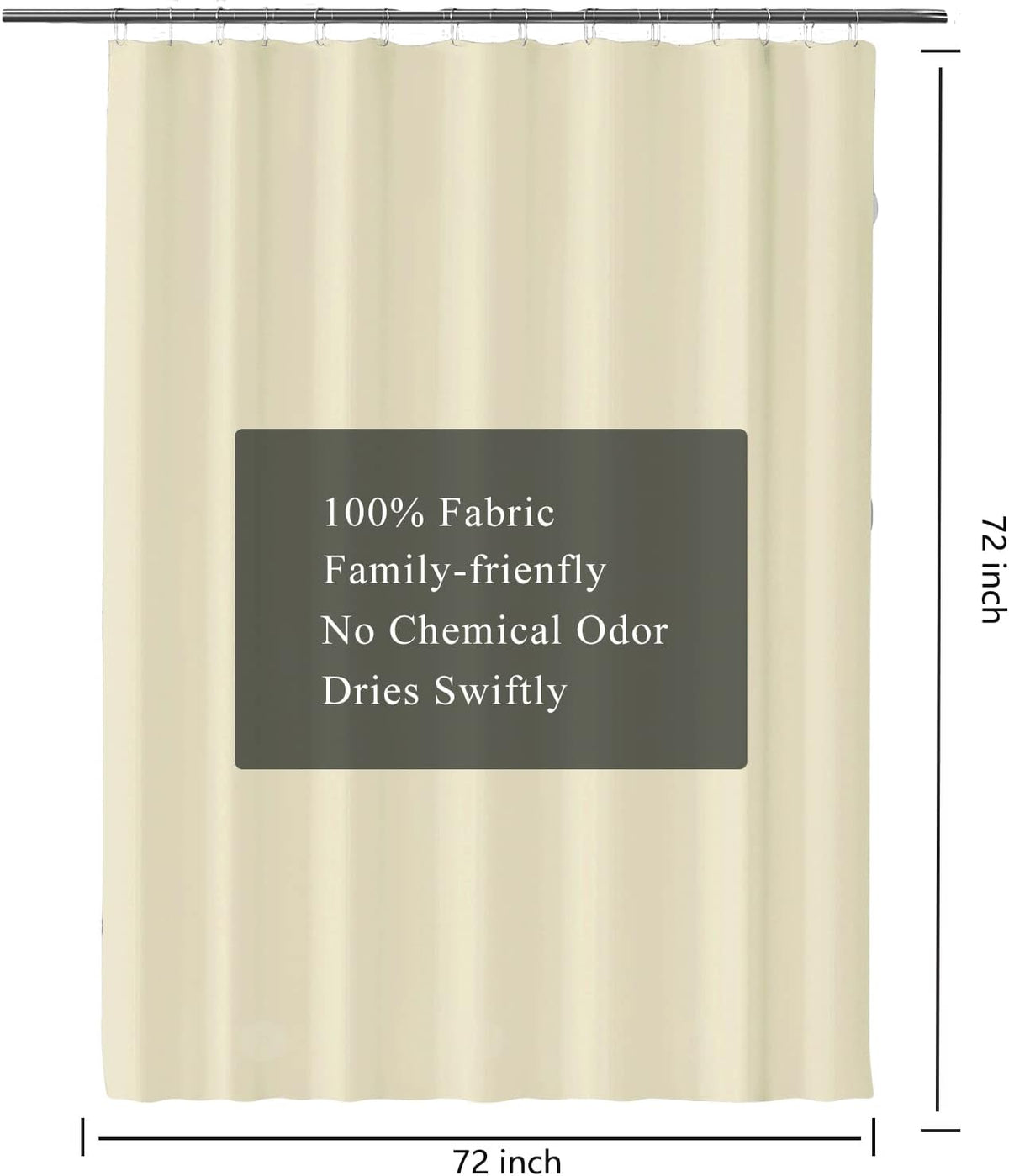 Fabric Shower Curtain Liner, Waterproof Hotel Quality, Bathroom Curtains Rust Resistant Grommets, 72 x 72 Machine Washable (Black) - Colors B