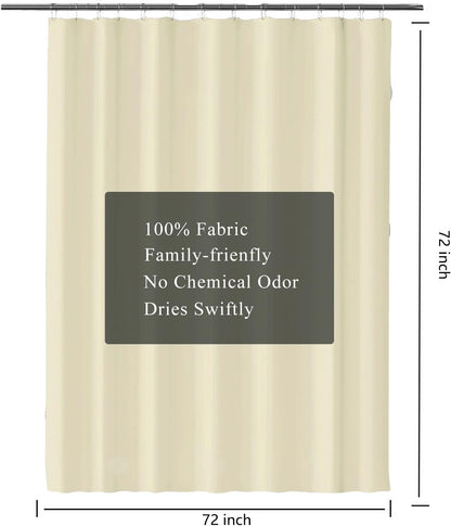 Fabric Shower Curtain Liner, Waterproof Hotel Quality, Bathroom Curtains Rust Resistant Grommets, 72 x 72 Machine Washable (Black) - Colors B