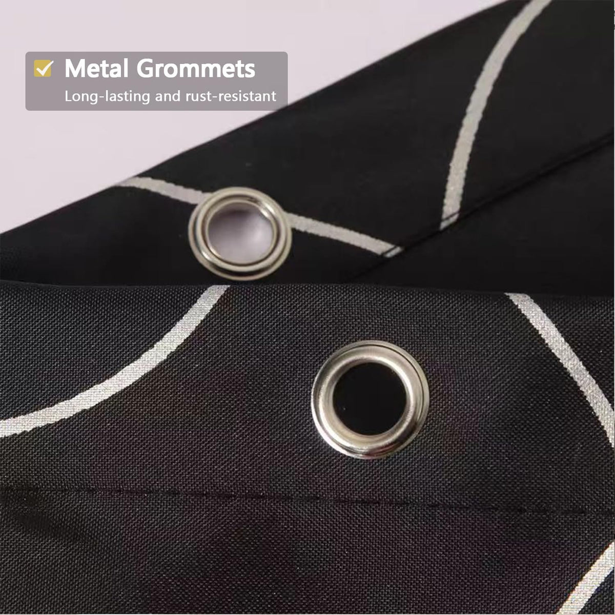 Fabric Shower Curtain Liner, Waterproof Hotel Quality, Bathroom Curtains Rust Resistant Grommets, 72 x 72 Machine Washable (Black) - Colors B