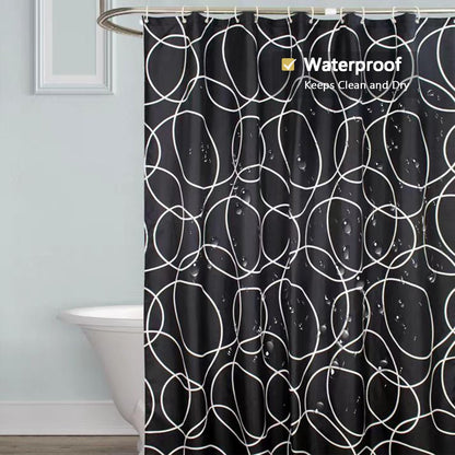 Fabric Shower Curtain Liner, Waterproof Hotel Quality, Bathroom Curtains Rust Resistant Grommets, 72 x 72 Machine Washable (Black) - Colors B