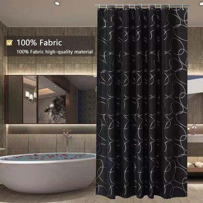 Fabric Shower Curtain Liner, Waterproof Hotel Quality, Bathroom Curtains Rust Resistant Grommets, 72 x 72 Machine Washable (Black) - Colors B