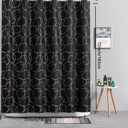 Fabric Shower Curtain Liner, Waterproof Hotel Quality, Bathroom Curtains Rust Resistant Grommets, 72 x 72 Machine Washable (Black) - Colors B