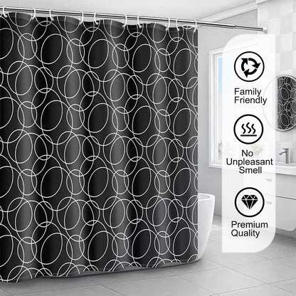 Fabric Shower Curtain Liner, Waterproof Hotel Quality, Bathroom Curtains Rust Resistant Grommets, 72 x 72 Machine Washable (Black) - Colors B