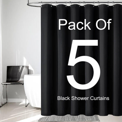 Fabric Shower Curtain Liner, Waterproof Hotel Quality, Bathroom Curtains Rust Resistant Grommets, 72 x 72 Machine Washable (Black) - Colors B