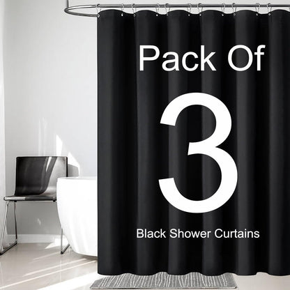 Fabric Shower Curtain Liner, Waterproof Hotel Quality, Bathroom Curtains Rust Resistant Grommets, 72 x 72 Machine Washable (Black) - Colors B